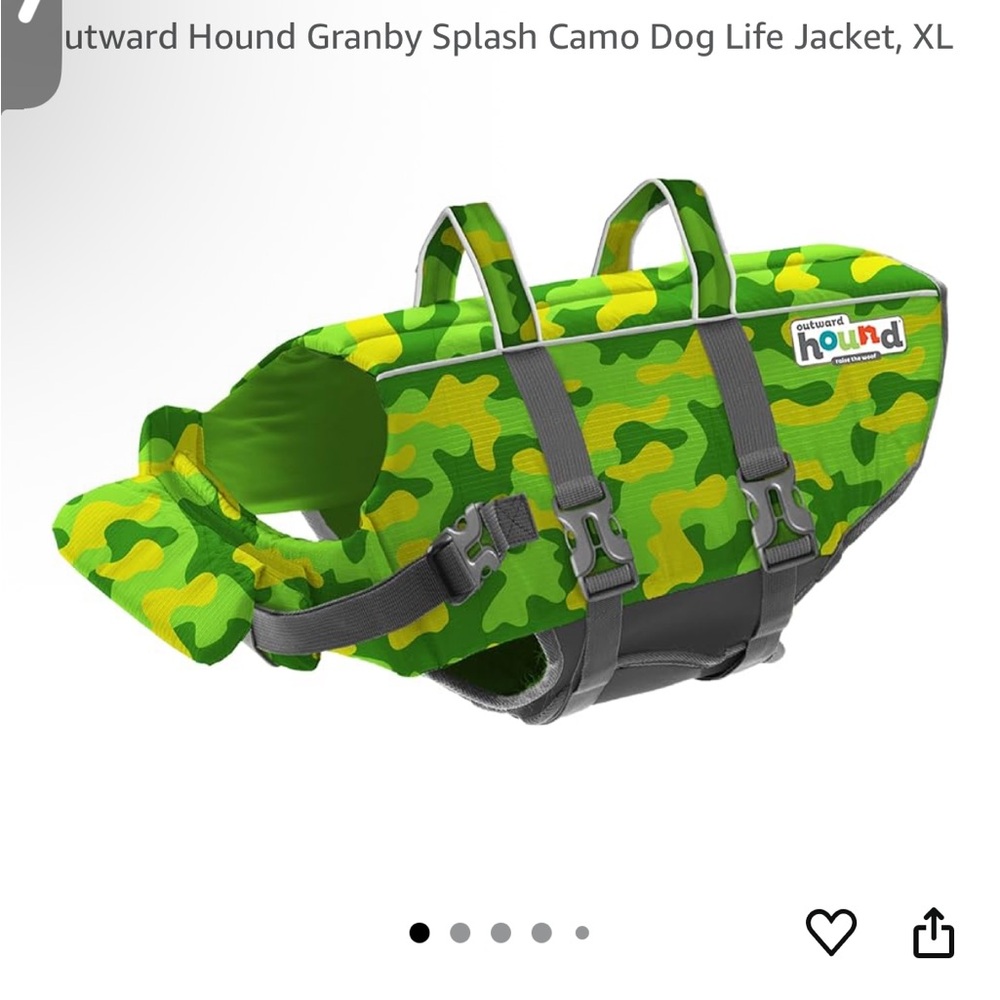 NWOT, Outward Hound Green Camo Dog Life Jacket,Size Large